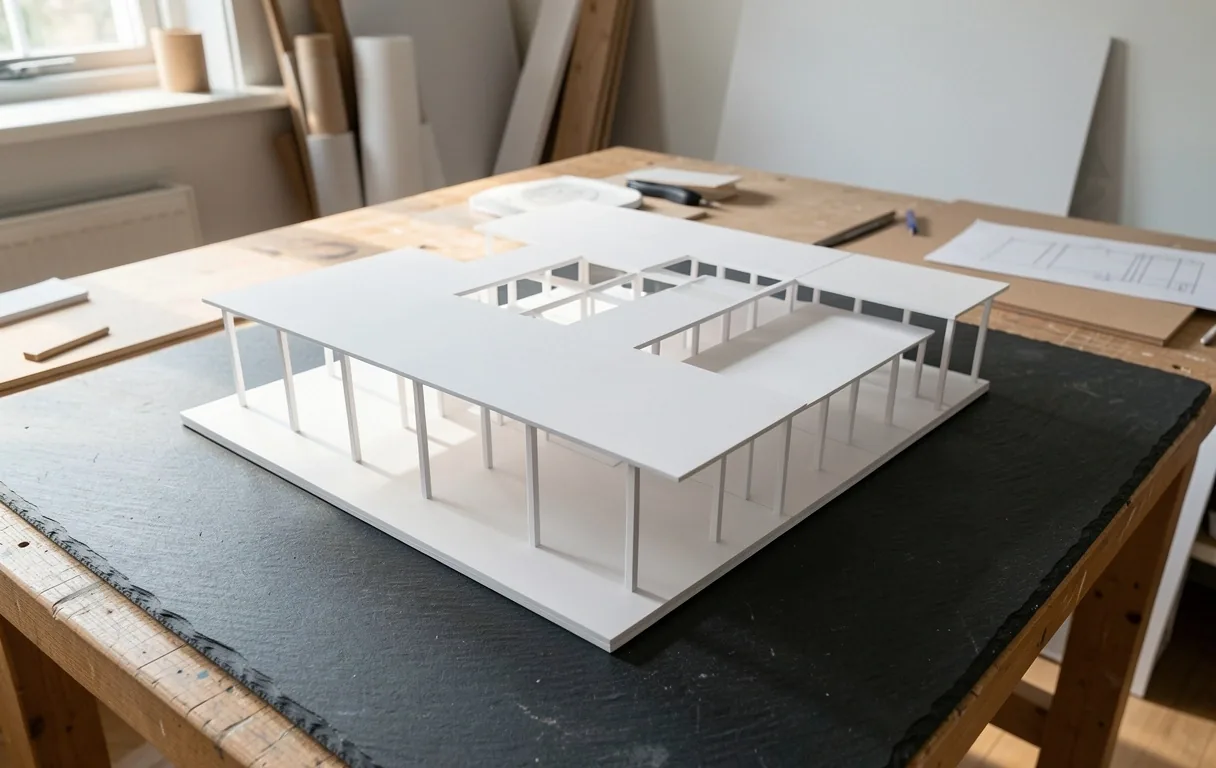 Architectural model showcase of structural precision