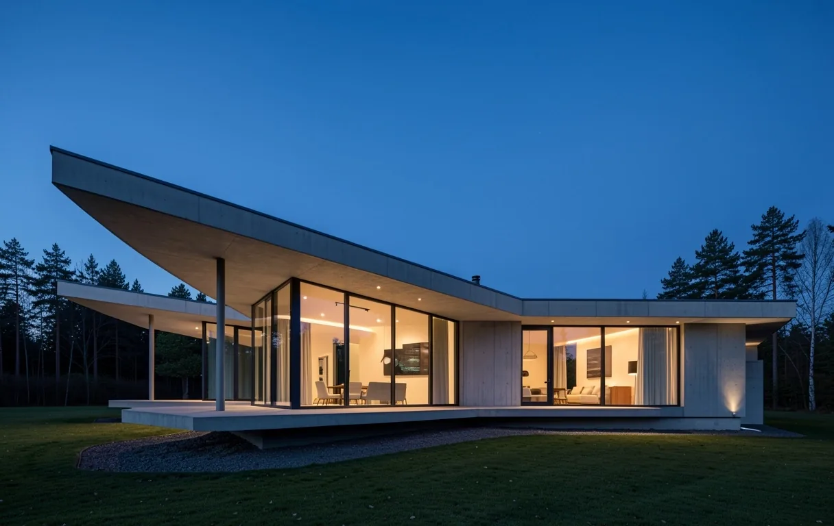 Modern Danish architectural design at twilight